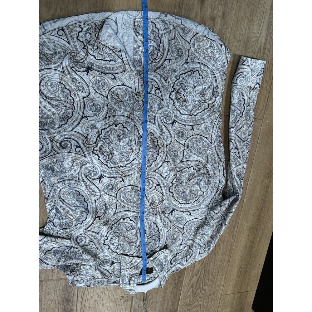 Etro Men’s Button Up Long Sleeve Dress Shirt Paisley 41 Large White - Picture 10 of 13